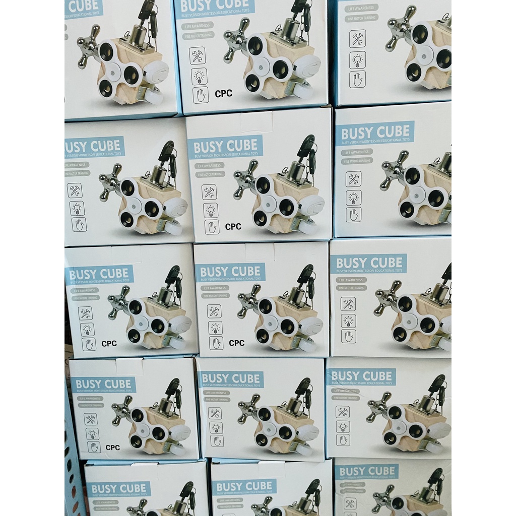 Hộp Bận Rộn Busy Cube Chất Liệu Gỗ Tự Nhiên An Toàn Cho Bé