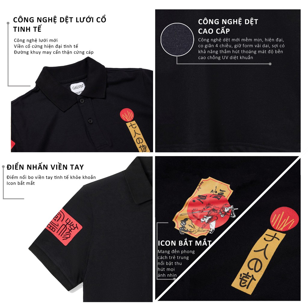 Áo phông thun polo nam Leo Vatino trắng đen tay ngắn lỡ cổ bẻ Monkey Galvin 54 | BigBuy360 - bigbuy360.vn