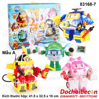 Poli - Policar - Bộ 4 xe lắp ráp biến hình Robocar Poli và phụ kiện 83168-7 Mẫu A: Loại 1 (Loại lớn)