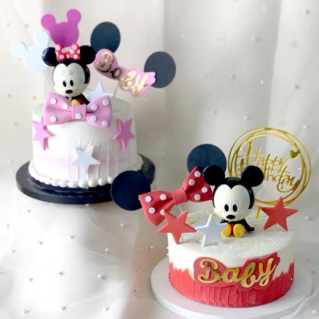 ĐÔI CHUỘT  MICKEY NHỰA TRANG TRÍ BÁNH KEM