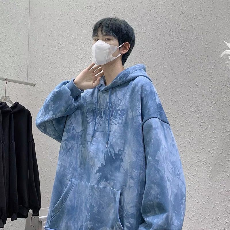 Áo Khoác Hoodie Chui Đầu Dáng Rộng Màu Nhuộm Kiểu Hàn Quốc Thời Trang Xuân Thu Cho Nam