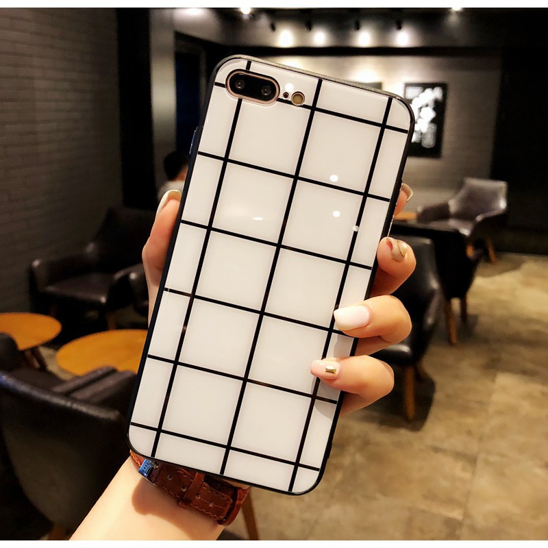 Ốp Iphone Lưng Kính hình Ô vuông dành cho ip 6 đến 14promax - k201