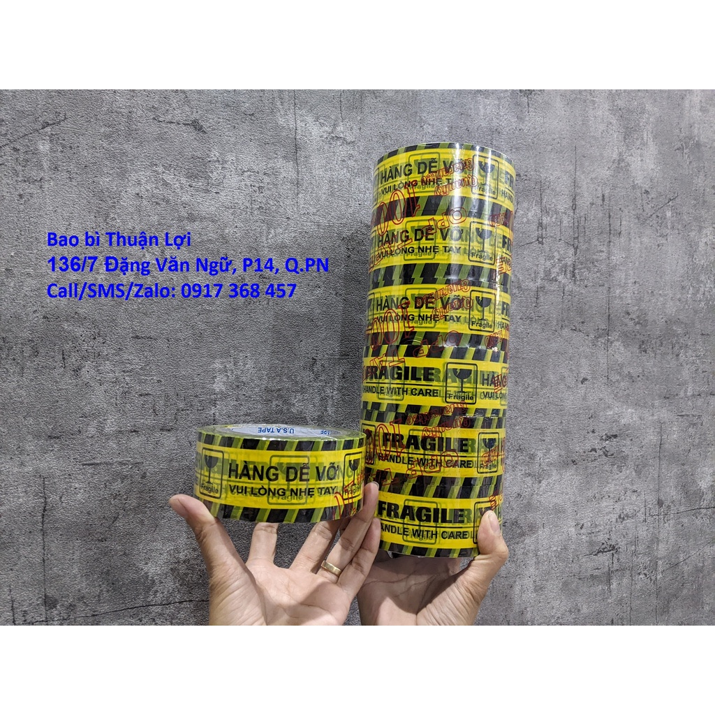 Băng Keo &quot;Hàng Dễ Vỡ&quot; Loại 100Y Dày _ Màu Vàng * GIÁ TIẾT KIỆM