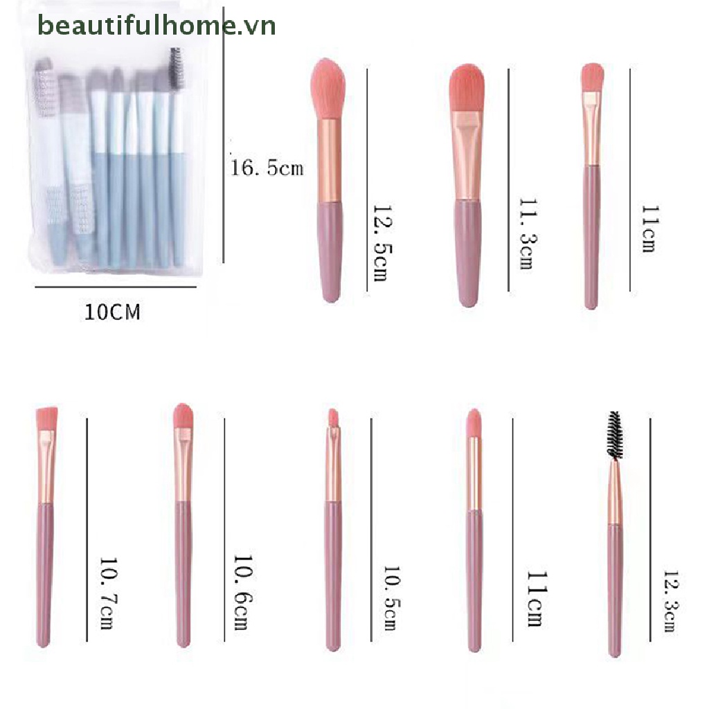 Set 8 Cọ Trang Điểm Mini Lông Mềm Kích Thước Nhỏ Gọn