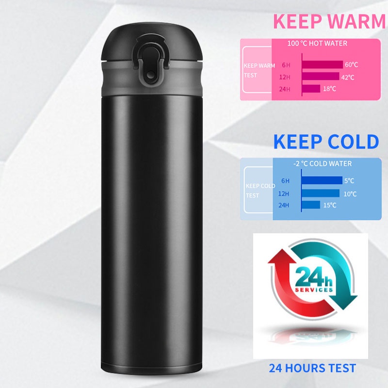 Bình chân không inox cốc đựng nước di động cho nam và nữ 500ml Có đồng hồ LED miễn phí