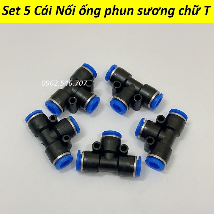 Combo 5 chữ T 8 ly chuyên dùng nối ống nhỏ giọt 8 ly ống nhựa ABS sử dụng trong hệ thống tưới phun sương, tưới nhỏ giọt,