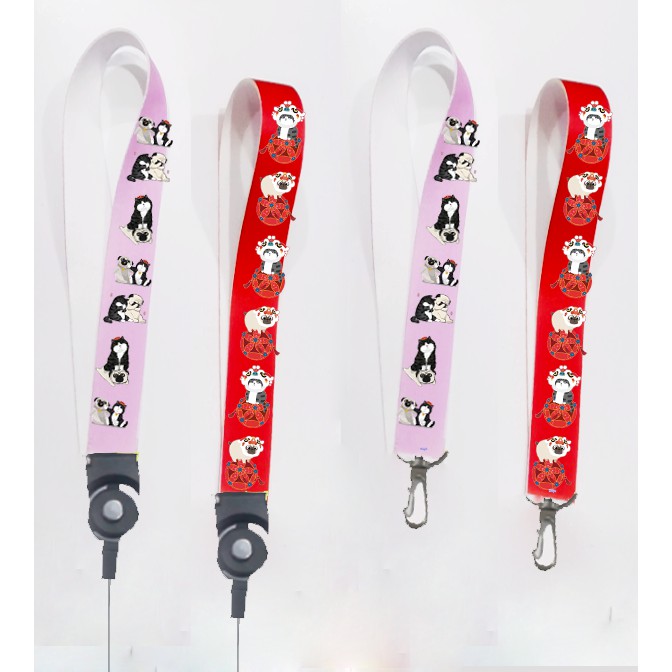 dây strap mèo hoàng thượng chó nô tài STI38 hoạt hình dây treo thẻ name tag ngắn 15cm