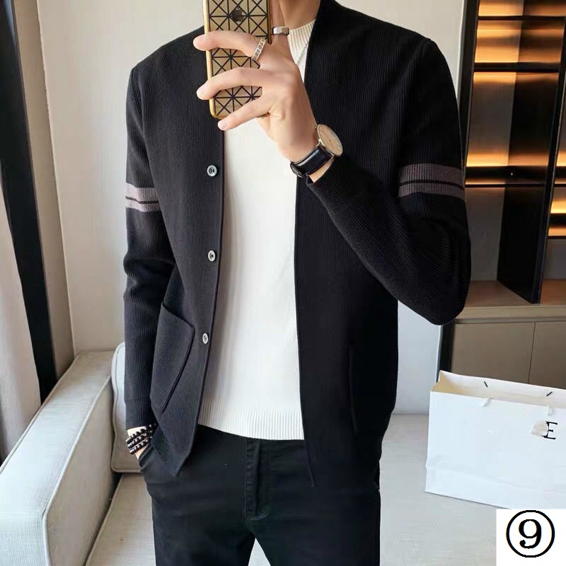 Áo Khoác Cardigan Dệt Kim Dáng Ôm Phong Cách Hàn Quốc Thời Trang Mùa Thu 2022 Mới Cho Nam