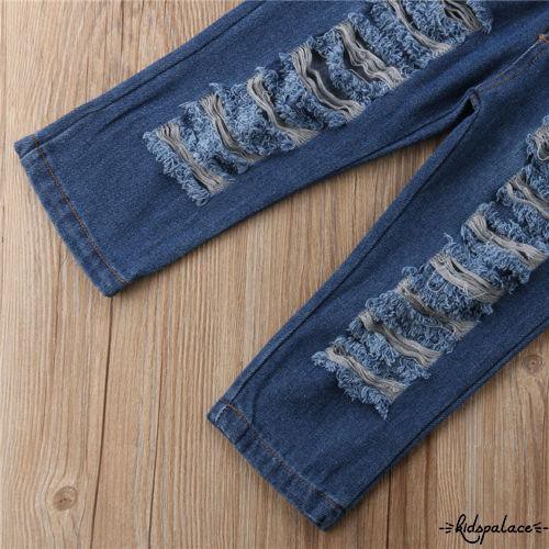 Set áo thun ngắn tay cổ tròn + quần short jeans mài rách thời trang cho bé trai