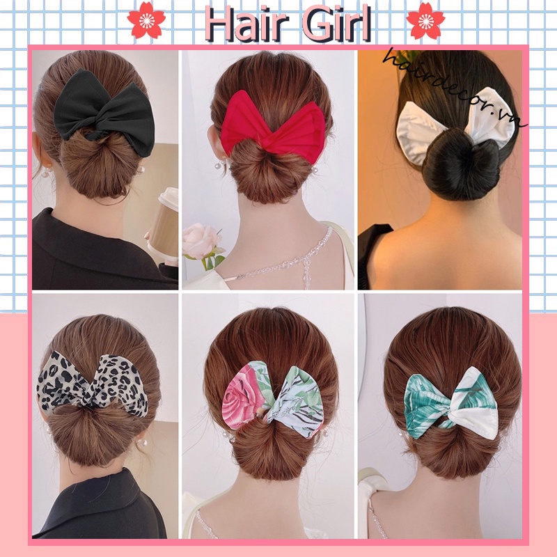 Kẹp tóc hình nơ in họa tiết thời trang Hàn Quốc