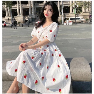 Đầm thêu quả dâu A885