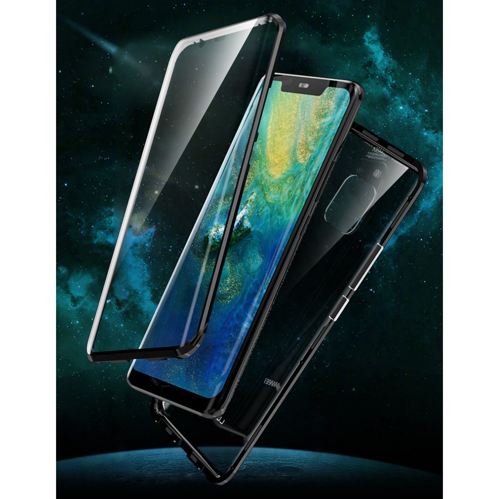 Huawei Mate 20 Pro Nova 7i 5T 4E Magnetic Case P20 Pro Front+Back Tempered Glass Metal Case