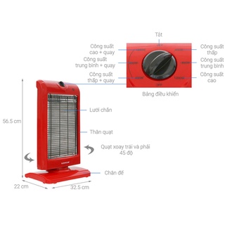 Quạt sưởi Sunhouse 2, 3 bóng SHD7016/7013 (Chính Hãng BH 12 Tháng)