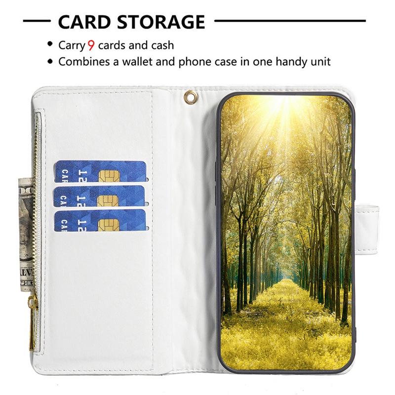Bao Da Điện Thoại Dạng Ví Nắp Lật Khóa Kéo Và Ngăn Đựng Thẻ Cho Samsung A23 M23 M13 A03 A31 A41 A51 A71 A13 4G 5G Vỏ