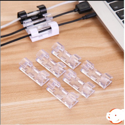 Bộ 20 kẹp nhựa cố định dây cáp điện dán tường dán bàn