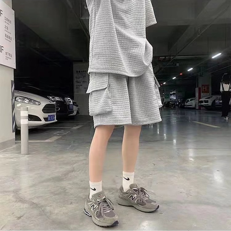 Bộ đồ thể thao 2 món áo tay ngắn + quần short màu trơn phong cách Hàn Quốc thời trang mùa hè cho nam