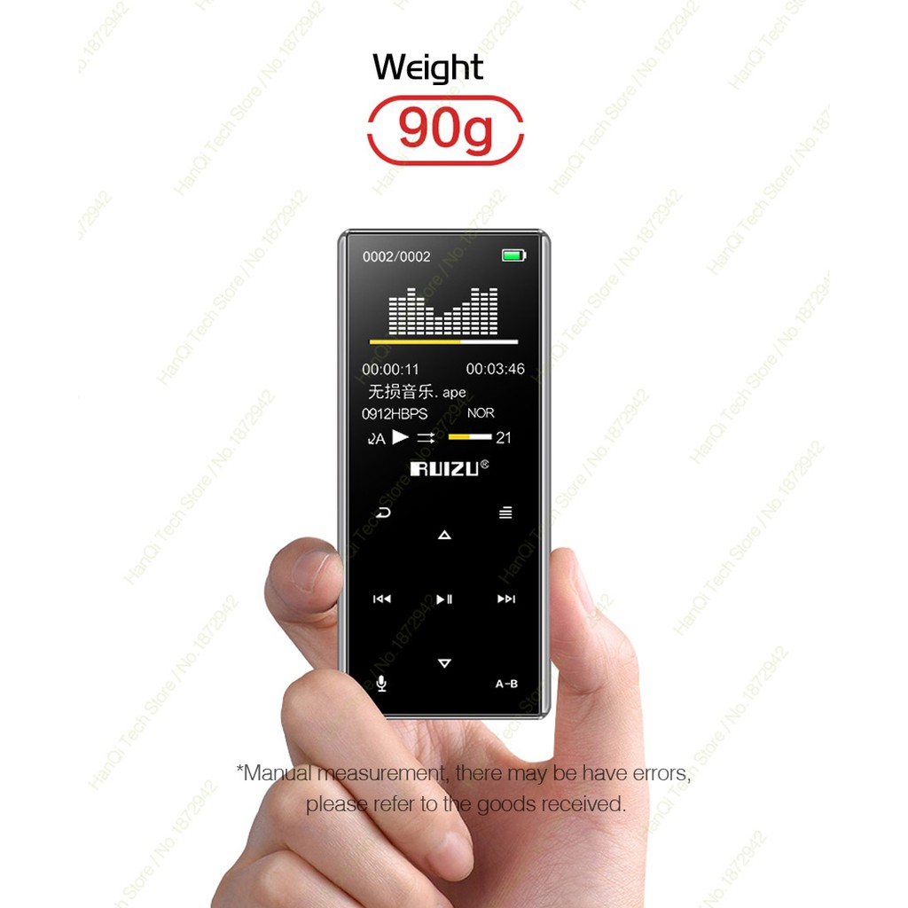 Máy nghe nhạc bluetooth RUIZU D29 8GB tích hợp loa hỗ trợ FM thu âm Ebook đồng hồ đếm bước đa năng nhỏ gọn