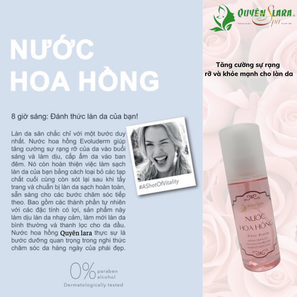 Nước Tẩy Trang Hoa Hồng QUYÊN LARA Cân Bằng Độ PH Dưỡng Ẩm Cho Làn Da,Làm Sạch Sâu Da Từ Bên Trong 100ml
