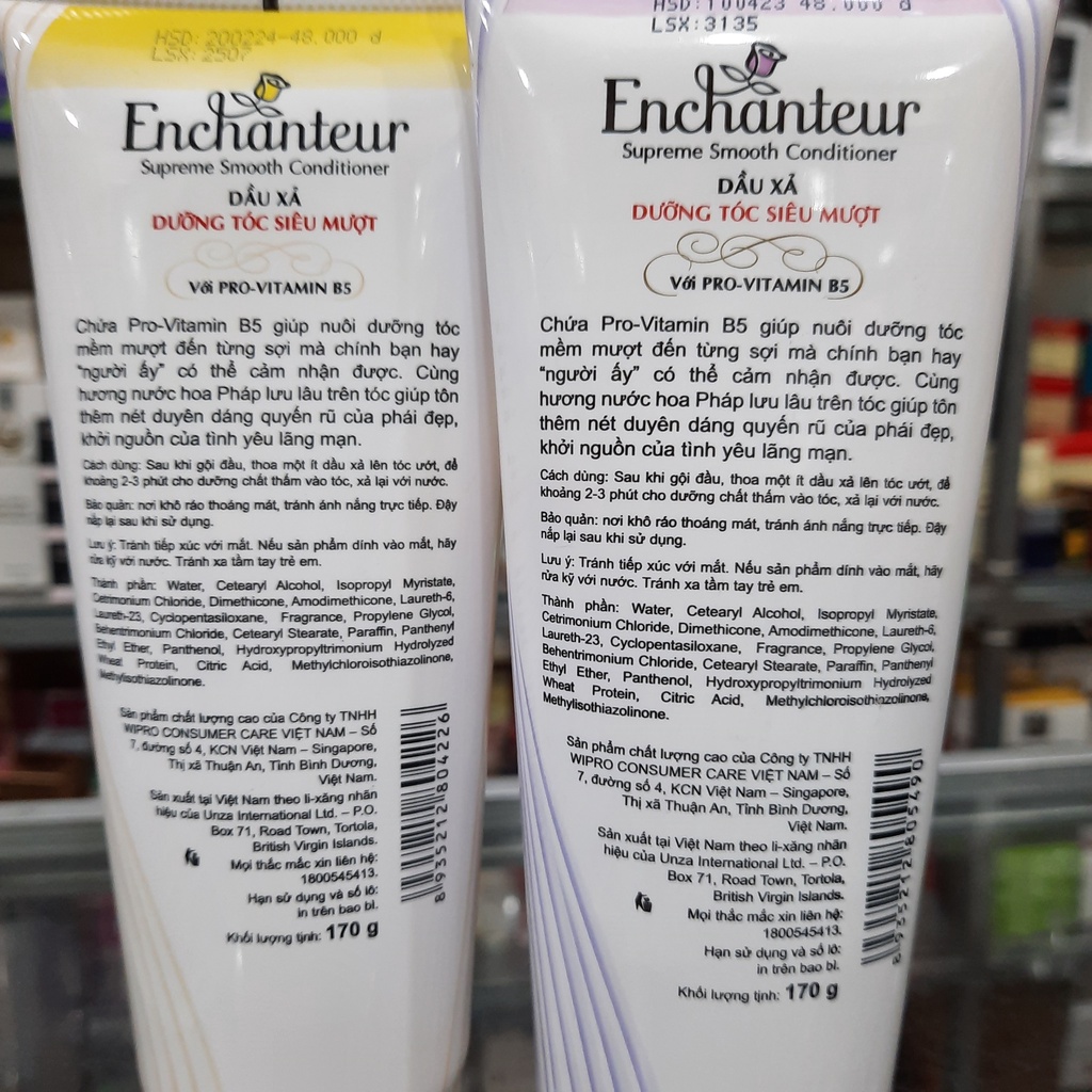 Dầu Xả Dưỡng Tóc Siêu Mượt Enchanteur 170g vàng/tím