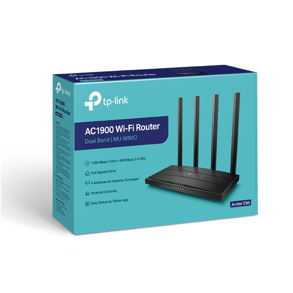 Bộ Phát Wifi TP-Link Archer C80 Công Nghệ MU-MIMO 3x3 Băng Tần Kép Chuẩn AC1900 - Hàng Chính Hãng