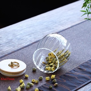 Hũ thủy tinh đựng trà nắp gỗ