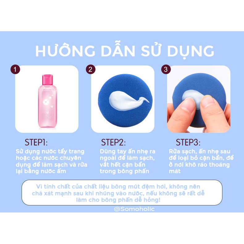Mút trang điểm tán kem nền phấn nước BB Cushion hình tròn Hàn Quốc Somoholic DCTD2