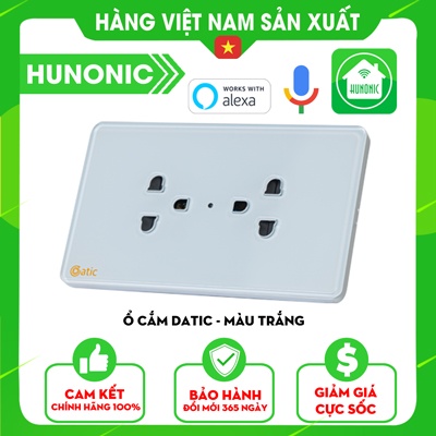Ổ Cắm Âm Tường 3 Chấu Full Kính Cường Lực Cao Cấp Datic Màu Trắng│Ổ cắm âm tường hình chữ nhật đồng bộ nhà thông minh