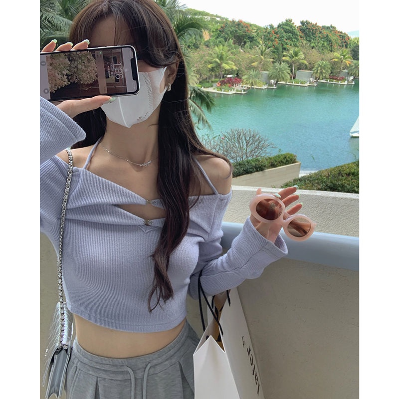 Áo Thun COZOK Tay Dài Dáng Ôm Hở Lưng Quyến Rũ Thời Trang