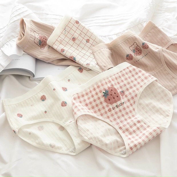 Combo 5 Quần Lót Nữ Cotton Cute Dễ Thương Hình Gấu Hồng