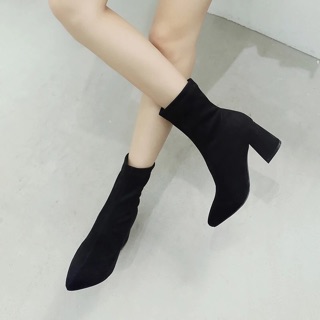 Boots cao cổ da lộn (GÓT ĐEN + GÓT BẠC) ẢNH THẬT