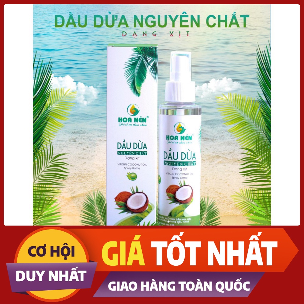 [Mã HOANEN10K giảm 10K] Dầu Dừa Nguyên Chất Hoa Nén 170ml Dạng xịt_cho làn da, mái tóc, đôi mi