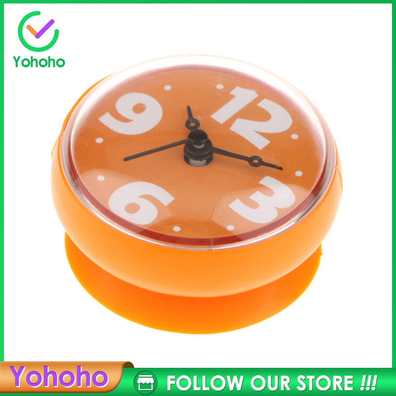 [Yohoho]Shower Clock Water Resistant Bathroom Kitchen Cook Clock Wall Mounted Red