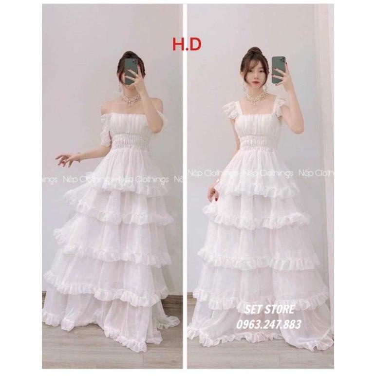 Váy 2 dây cánh tiên màu trắng có đệm ngực,Đầm body hai dây vai kiểu Hàn Quốc <53kg