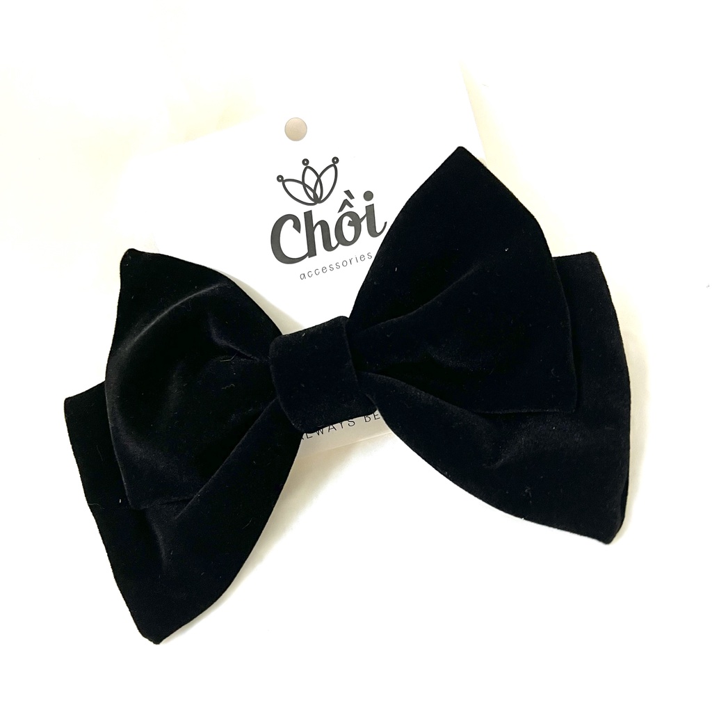 Cặp tóc, kẹp tóc nơ nhung sang chảnh màu đen, đỏ phong cách - Y024
