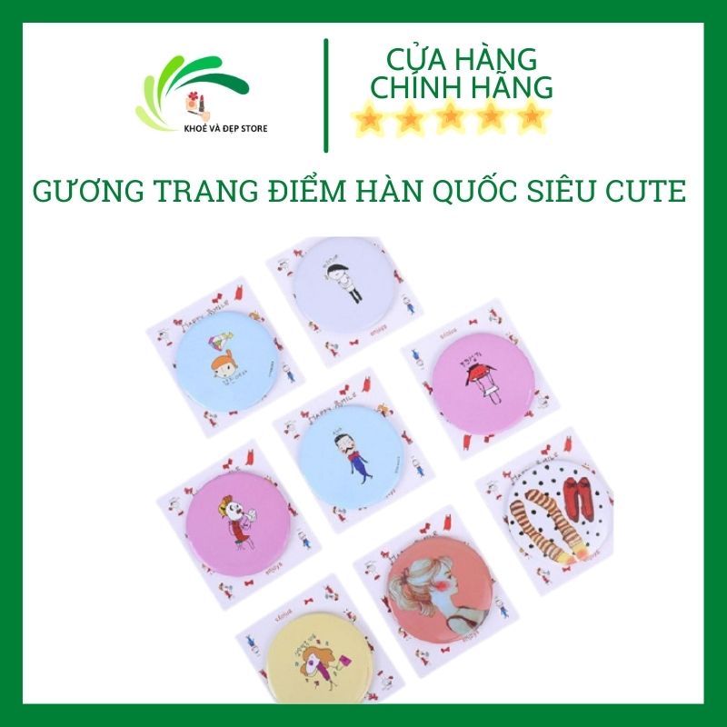 Gương Trang Điểm Mini Siêu Cute Nhỏ Gọn Cầm Tay Bỏ Túi Hàn Quốc Tiện Lợi Viền kim Loại Giá Siêu Hot Chỉ 3K