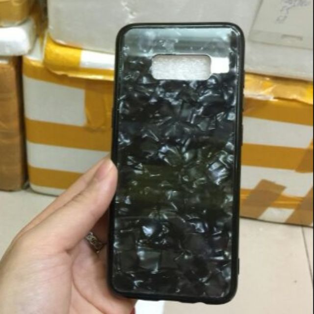 Ốp lưng Galaxy S8 Plus mặt lưng kính họa tiết viền dẻo bảo vệ máy