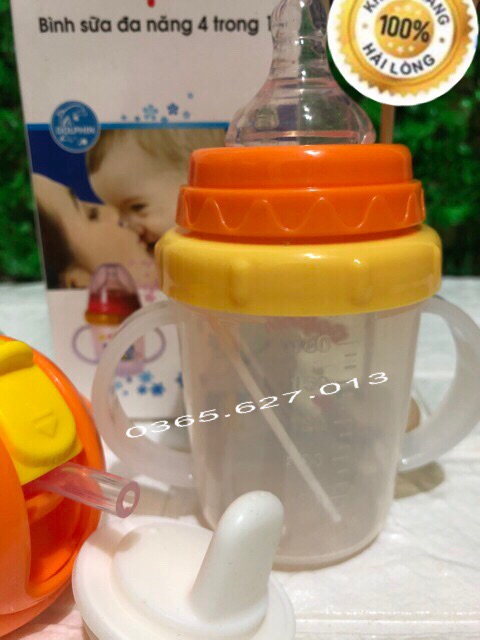 Bình Đa Năng 4 Tác Dụng 180ml DOLPHIN♥️ Hàng Công ty không BPA an toàn cho sức khoẻ của bé yêu, tiện lợi cho mẹ