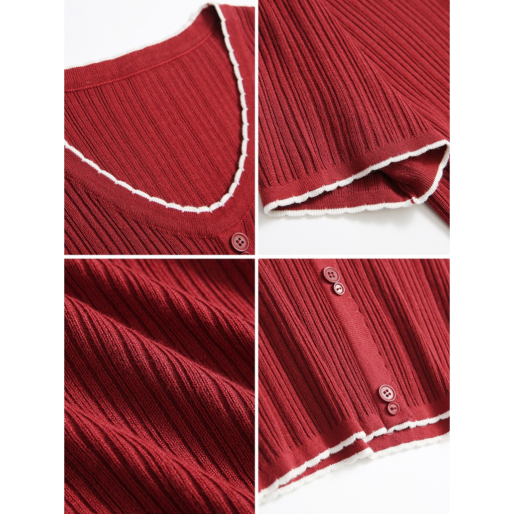 Xiaozhainv Áo thun tay ngắn ôm dáng cổ chữ V thanh lịch