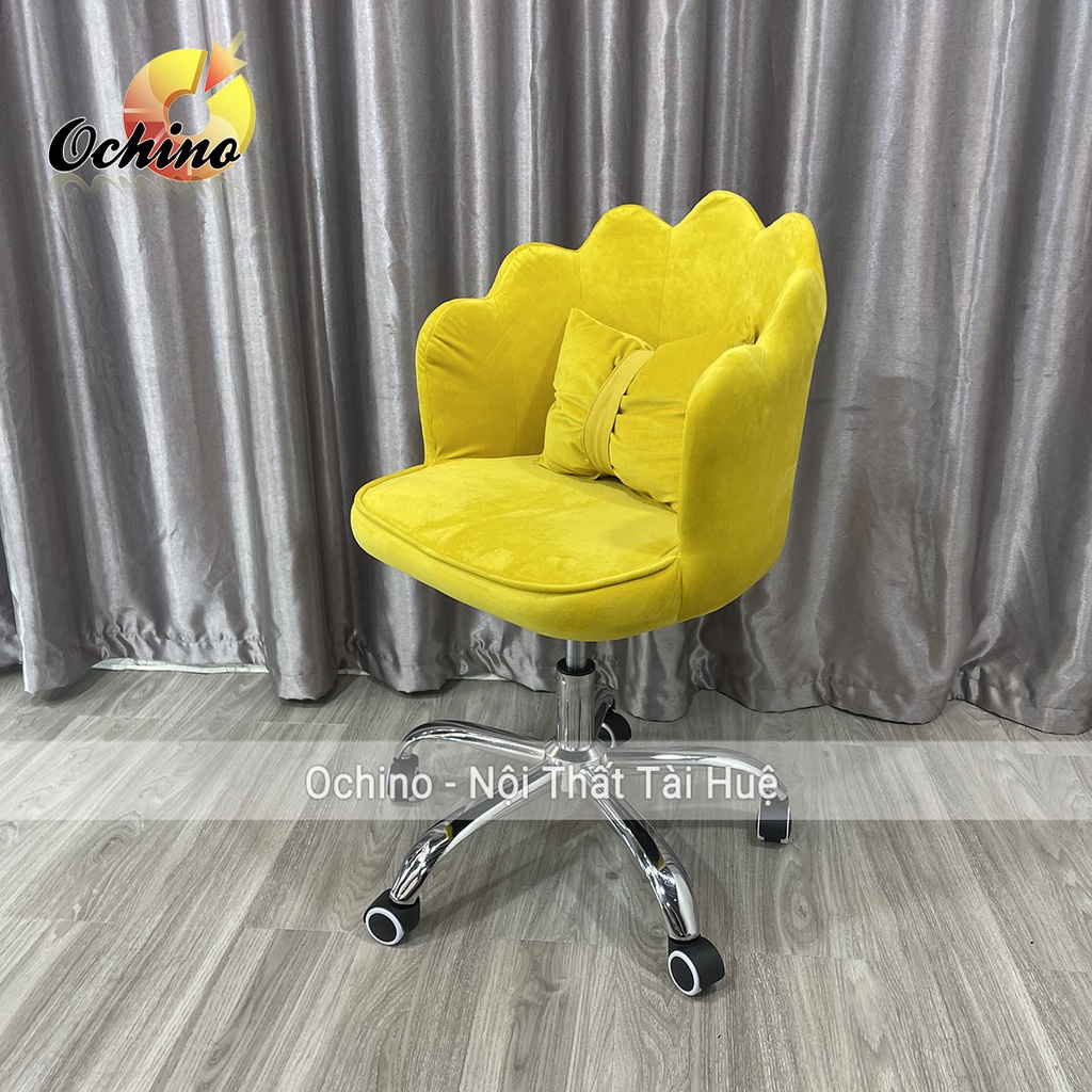 Ghế Xoay Học Sinh, Ghế Trang Điểm Mẫu Vương Miện Tặng Kèm Gối Nơ Xoay 360 Độ Và Nâng Cao Thấp Từ 40-55Cm (Hàng Có Sẵn)
