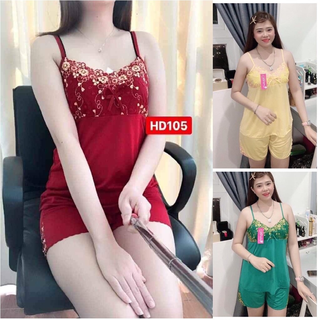 ĐỒ BỘ NGỦ ĐÙI DÂY THUN LẠNH PHỐI REN 2 DÂY DỄ THƯƠNG TỪ 40-75KG