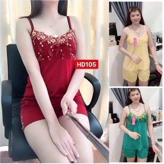 Đồ bộ ngủ đùi dây thun lạnh phối ren 2 dây dễ thương từ 40-75kg