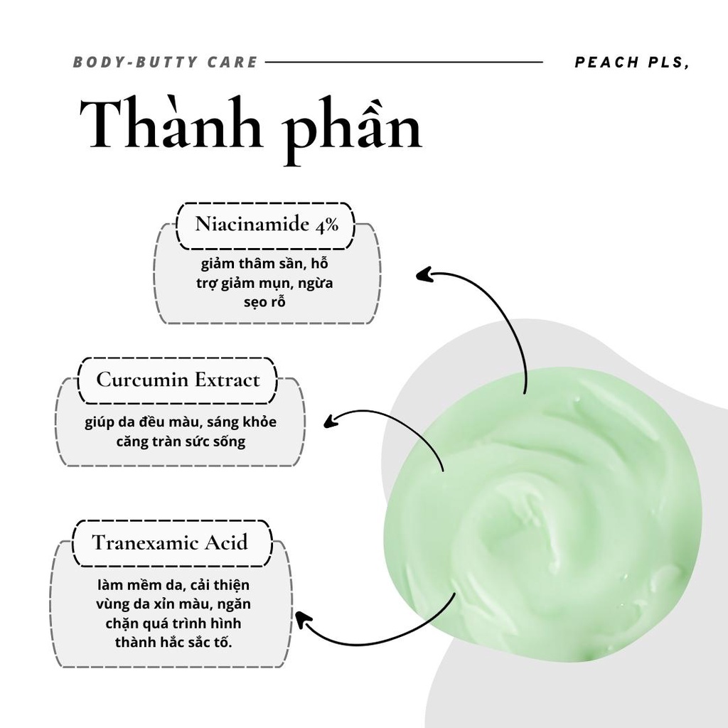 Kem thâm mông, giảm mụn mông, sần vỏ cam, chai sạn ngăn ngừa rạn PEACH PLS 50gr