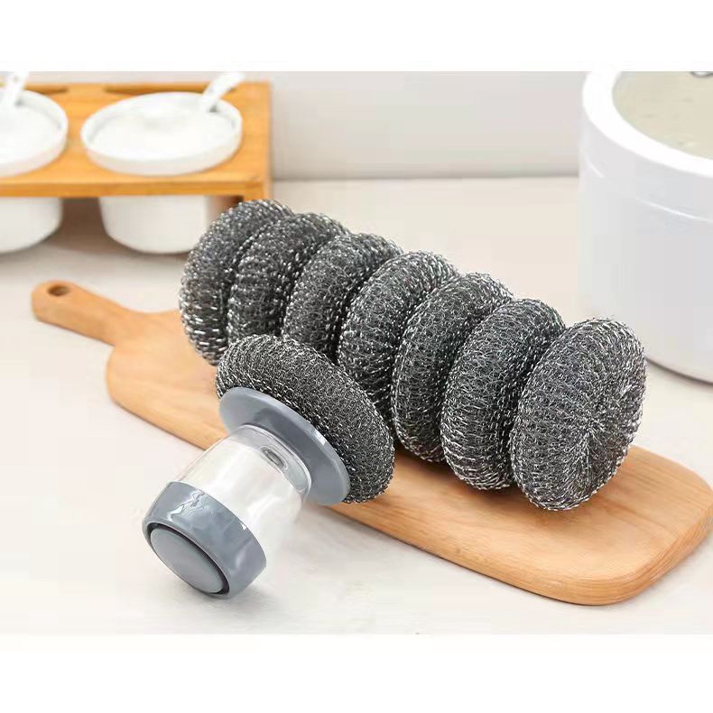 [HCM] Dụng Cụ Cọ Rửa Xoong Nồi Có Bình Đựng Xà Phòng Tiện Lợi An Toàn Cho Da Tay, Cước Chà Xoong Nồi - LAI'S STORE