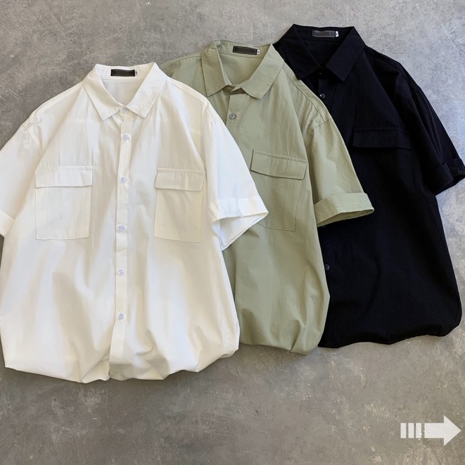 Áo  sơ mi tay ngắn dáng rộng thoáng khí phong cách hàn quốc thời trang mùa hè dành cho nam áo sơ mi nam bigsize lụa fashion unisex retro màu đặc áo nam đẹp tiếng nhật from rộng fashion áo dài tay