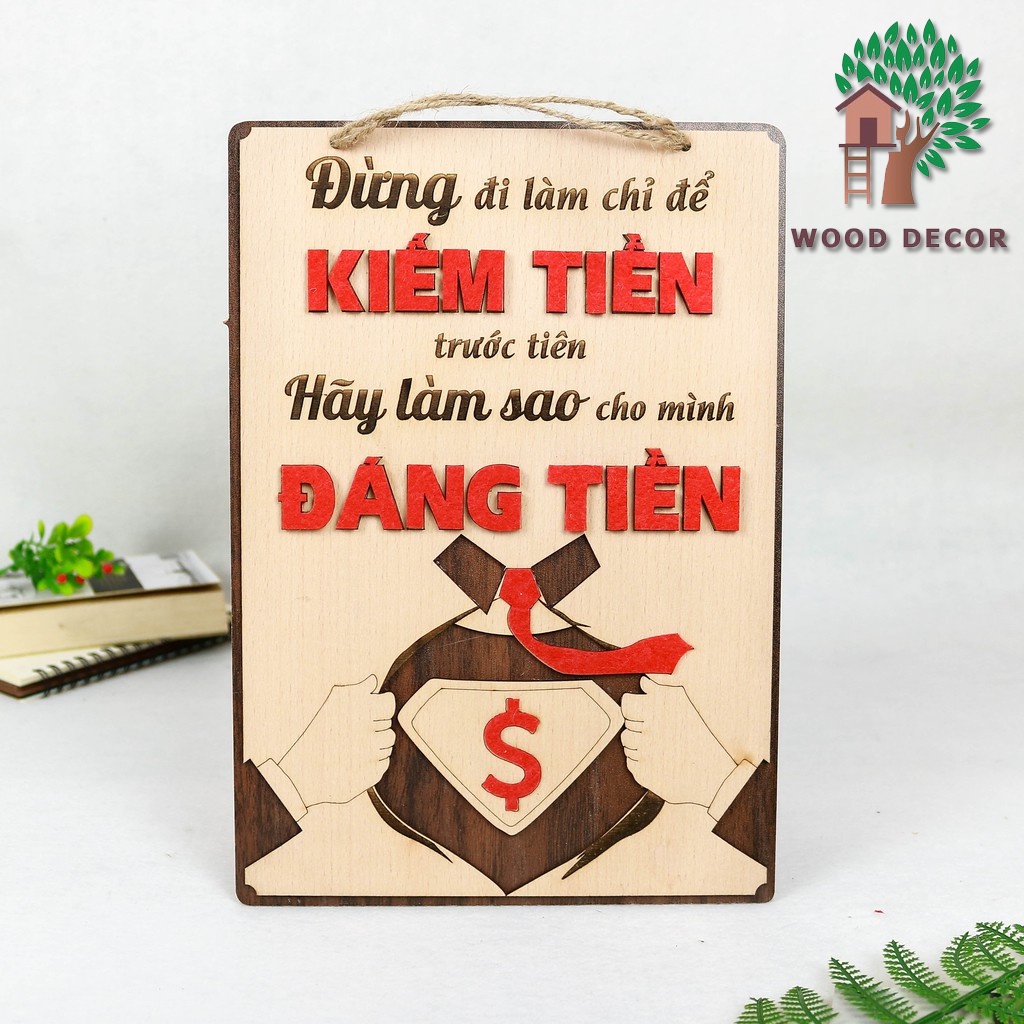 Bảng gỗ khẩu hiệu trang trí văn phòng, slogan tạo động lực làm việc nhiều mẫu độc đáo