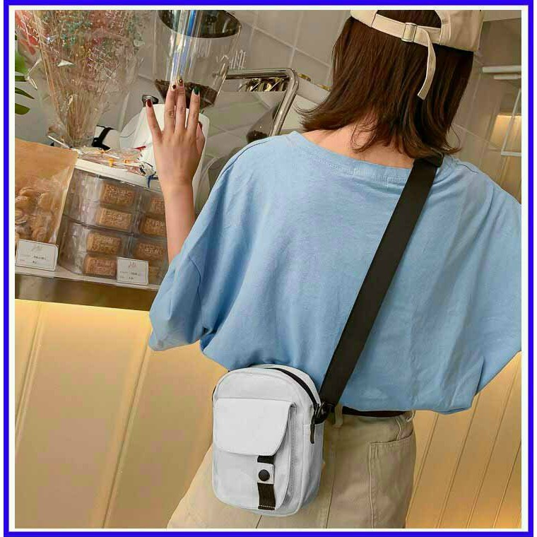 ⚡ unisex Đen xám ⚡ Túi Vải Đeo Chéo Nam Nữ Chất Kaki Bố có nút và dây kéo, kèm ảnh chụp thật