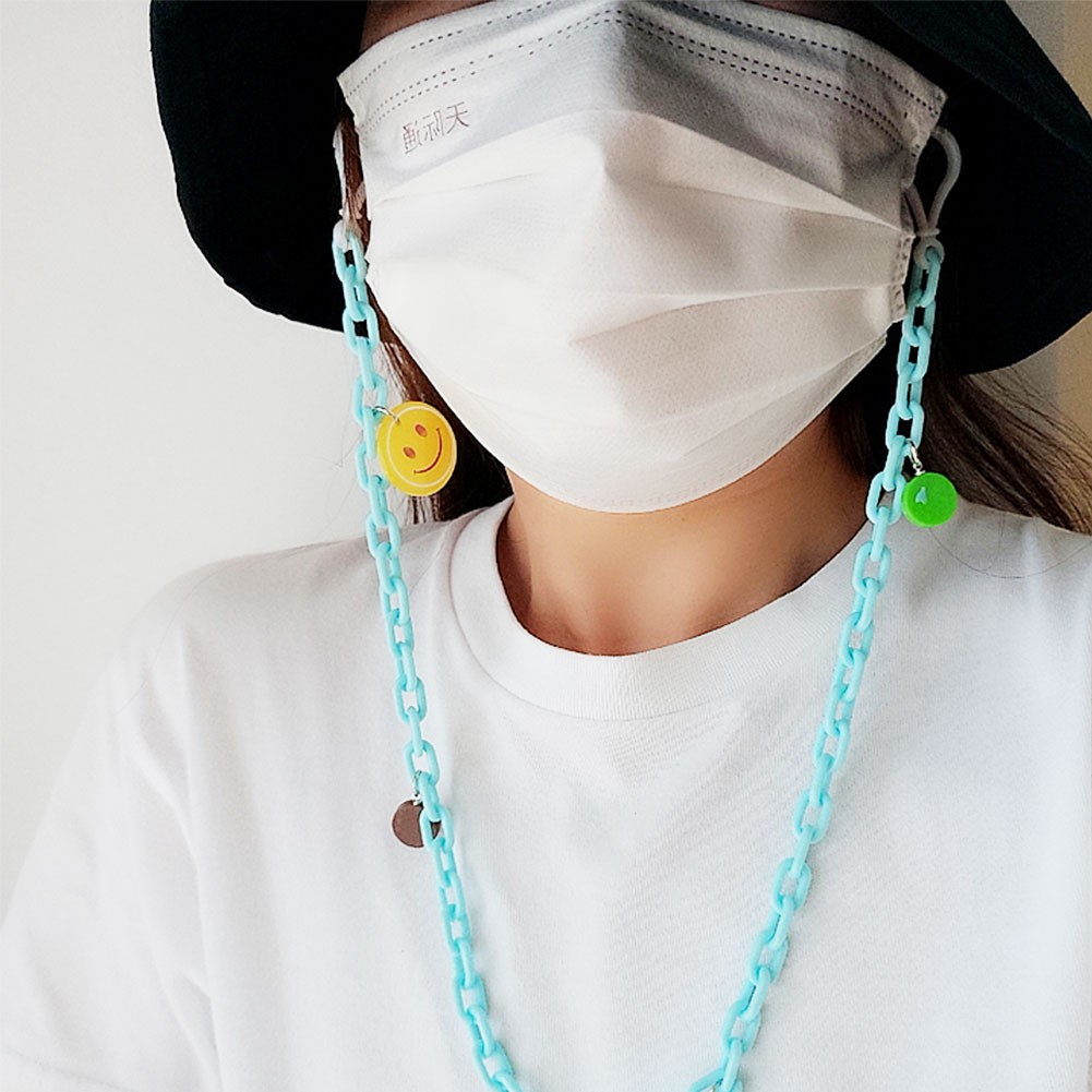 [Hàng mới về] Dây đeo gắn khẩu trang hình mặt cười bằng acrylic tiện dụng