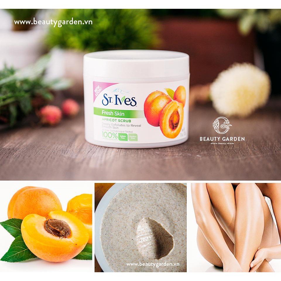 Tẩy tế bào chết St.Ives dạng hũ tươi mát hương mơ 283g (dùng được cho body)