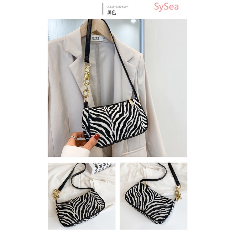 Túi Đeo Vai Họa Tiết Ngựa Vằn Phối Dây Xích Thời Trang Cho Nữ