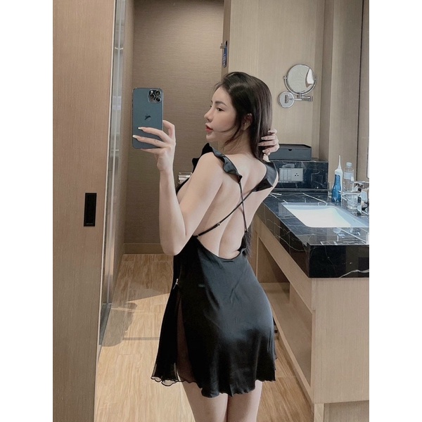 váy ngủ sexy lụa cao cấp Quảng Châu xanh tím 011